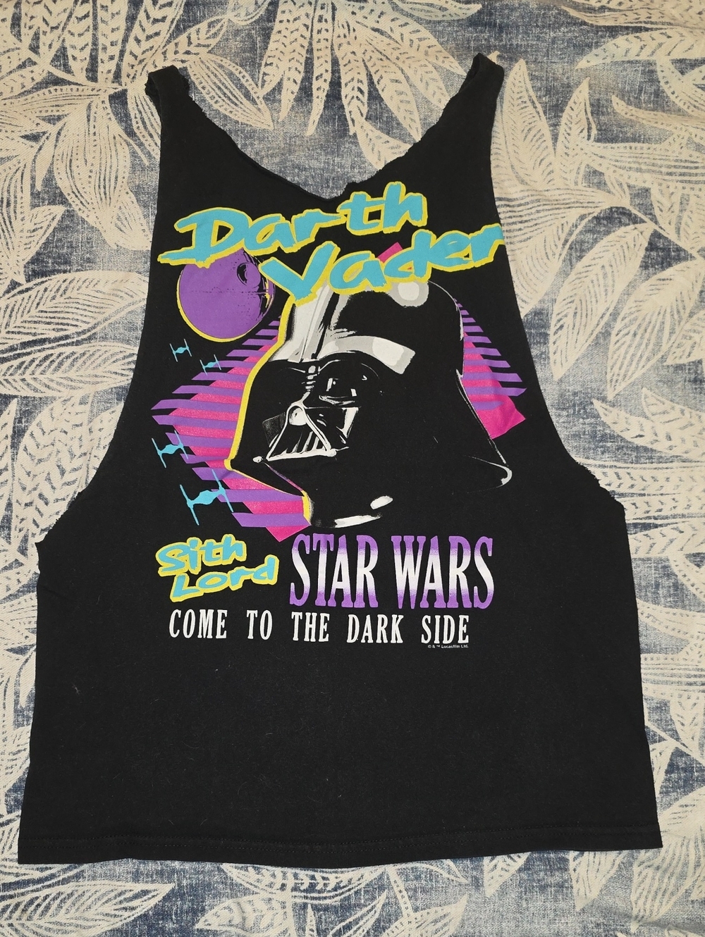 Darth Vader Star Wars Graphic Cut Tank - Black with Neon Accents